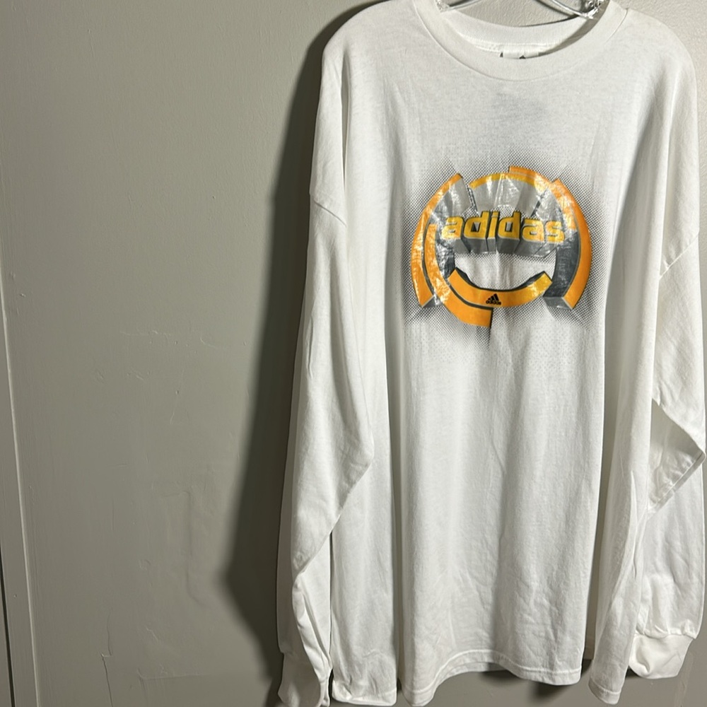 NWT Adidas Three Stripes Y2K Textured 3D Logo Long Sleeve White Shirt Sz XL - Picture 6 of 8